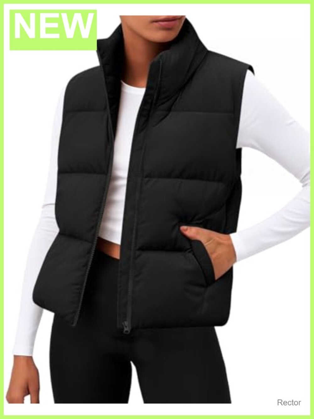 Women's Lightweight Quilted Puffer Vest Cropped Winter Warm Sleeveless Gilet